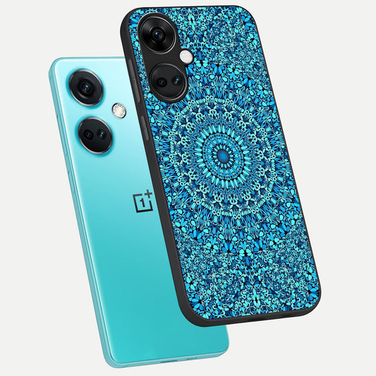  Ocean Bloom Mandala phone case For Oneplus Nord CE3 showing premium glass back cover with detailed artwork