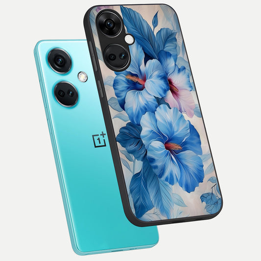 Ocean Hibiscus Grace phone case For Oneplus Nord CE3 showing premium glass back cover with detailed artwork