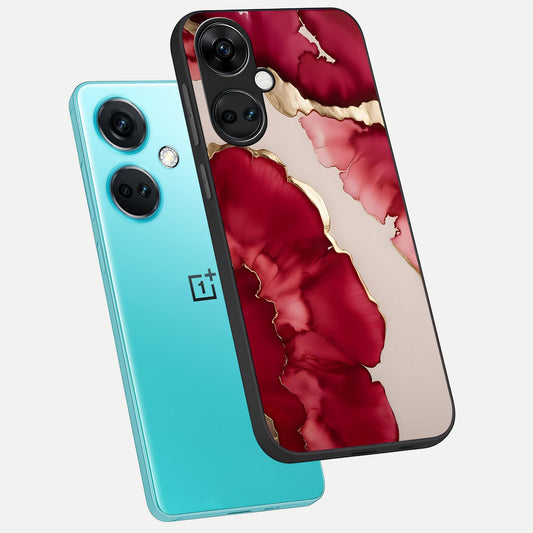  Pink And White Marble phone case For Oneplus Nord CE3 showing premium glass back cover with detailed artwork