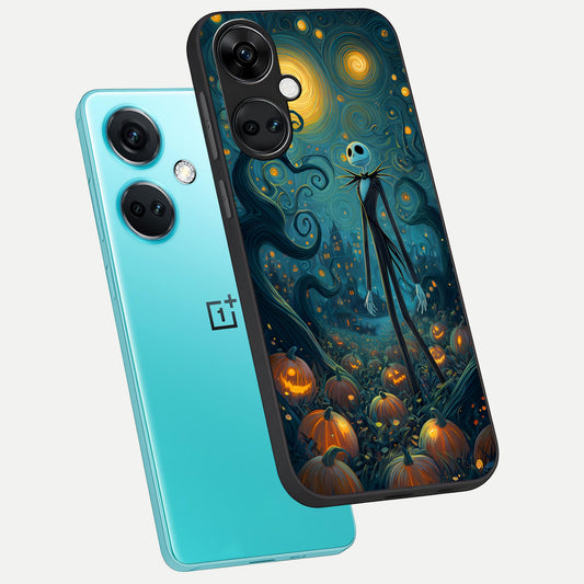  Pumpkin Moonlight Tale phone case For Oneplus Nord CE3 showing premium glass back cover with detailed artwork