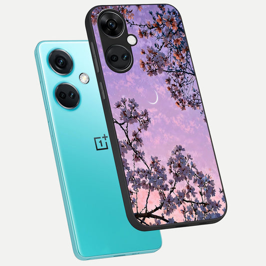  Purple Serenity Moon phone case For Oneplus Nord CE3 showing premium glass back cover with detailed artwork