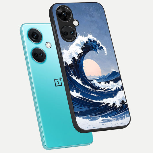  Rising Tide Power phone case For Oneplus Nord CE3 showing premium glass back cover with detailed artwork