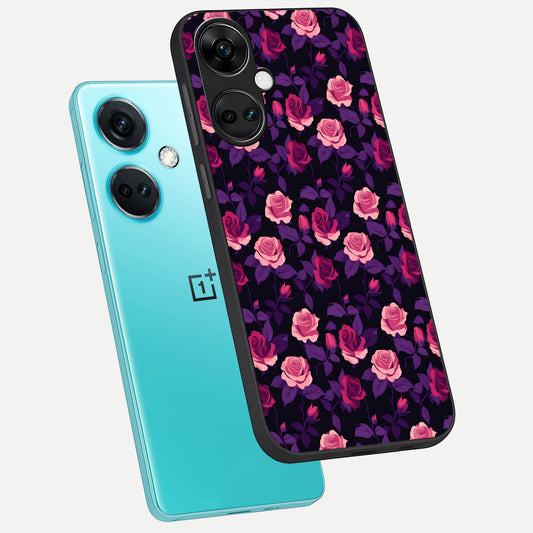  Rose Garden Twilight phone case For Oneplus Nord CE3 showing premium glass back cover with detailed artwork