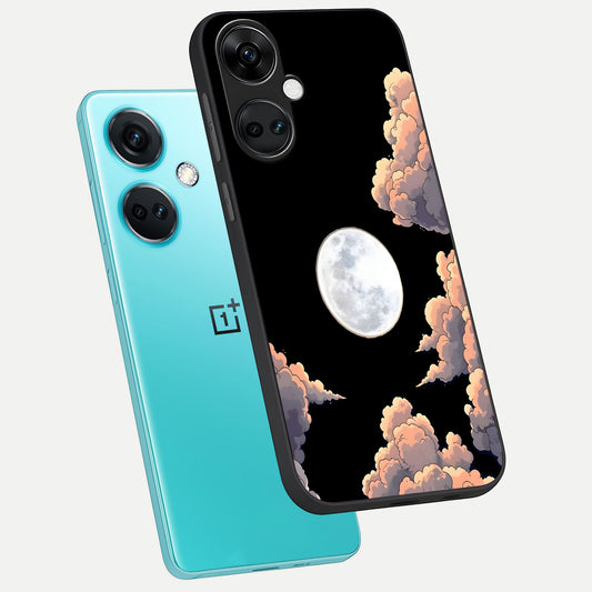  Shade Cloud Moon phone case For Oneplus Nord CE3 showing premium glass back cover with detailed artwork