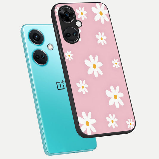  Soft Daisy Bliss phone case For Oneplus Nord CE3 showing premium glass back cover with detailed artwork