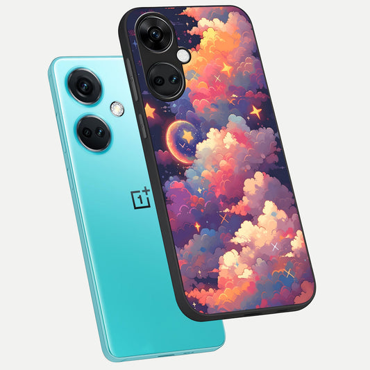  Starlit Dream Clouds phone case For Oneplus Nord CE3 showing premium glass back cover with detailed artwork