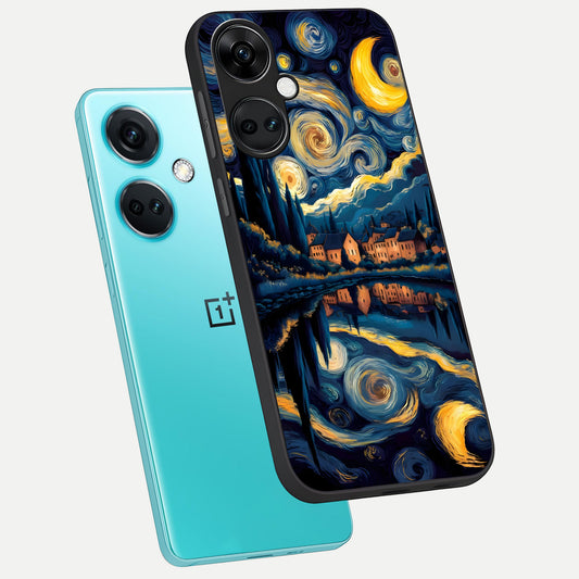  Starry Sky Serenity phone case For Oneplus Nord CE3 showing premium glass back cover with detailed artwork