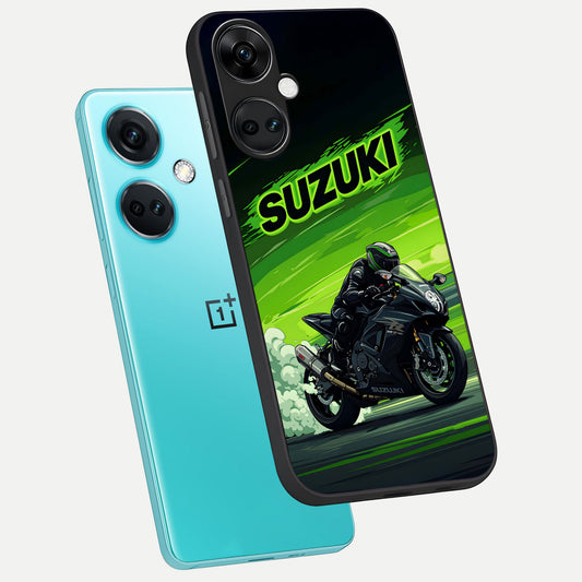  Suzuki Speed Beast phone case For Oneplus Nord CE3 showing premium glass back cover with detailed artwork