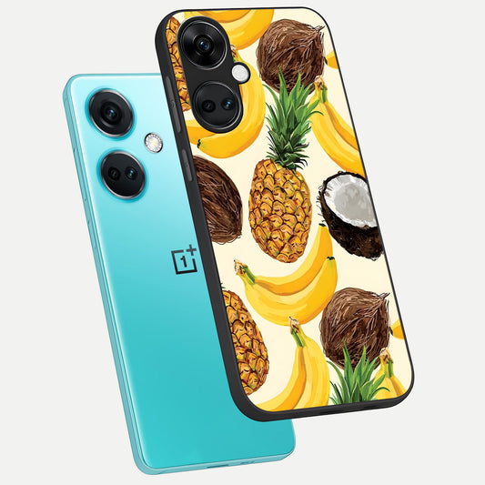  Tropical Fruit Mood phone case For Oneplus Nord CE3 showing premium glass back cover with detailed artwork
