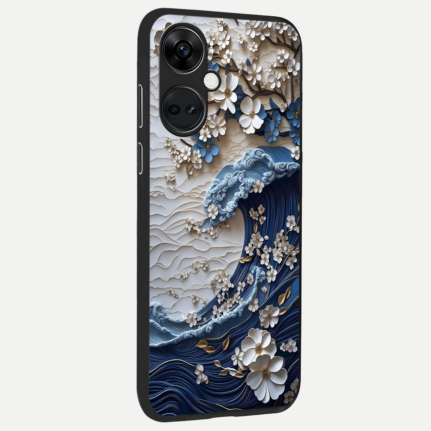  Blossom Wave Art back cover For Oneplus Nord CE3 slim fit glass case with vibrant aesthetic design