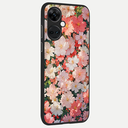  Blush Bloom Field back cover For Oneplus Nord CE3 slim fit glass case with vibrant aesthetic design