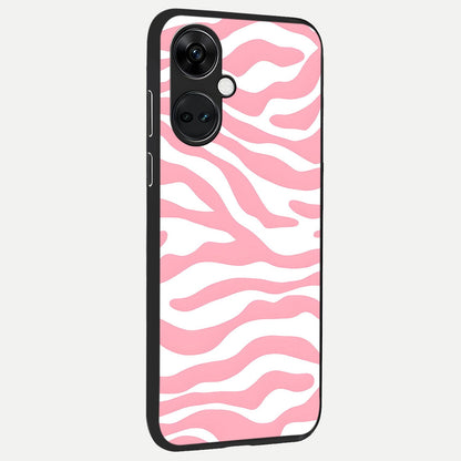  Blush Zebra Flow back cover For Oneplus Nord CE3 slim fit glass case with vibrant aesthetic design