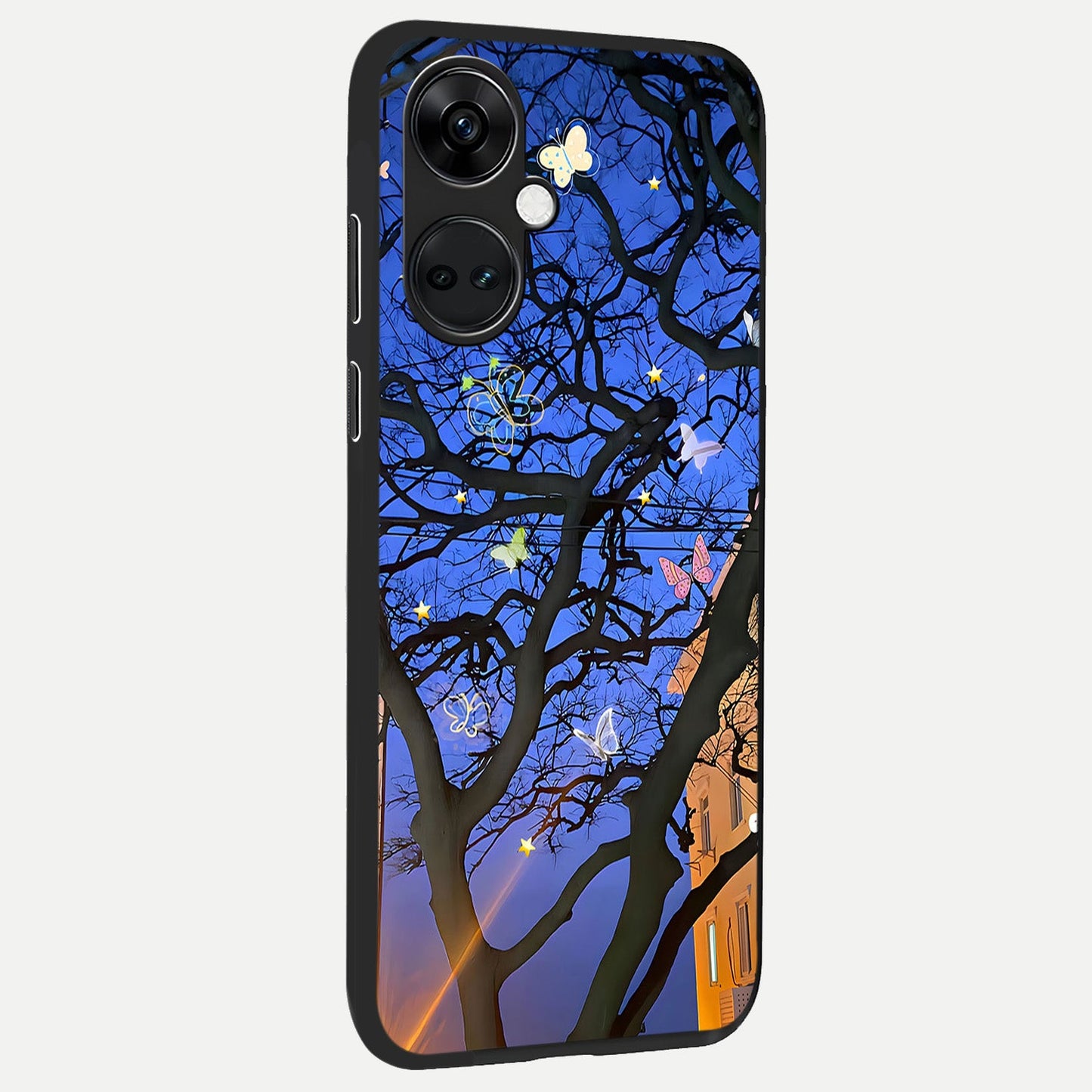  Butterfly Night Magic back cover For Oneplus Nord CE3 slim fit glass case with vibrant aesthetic design