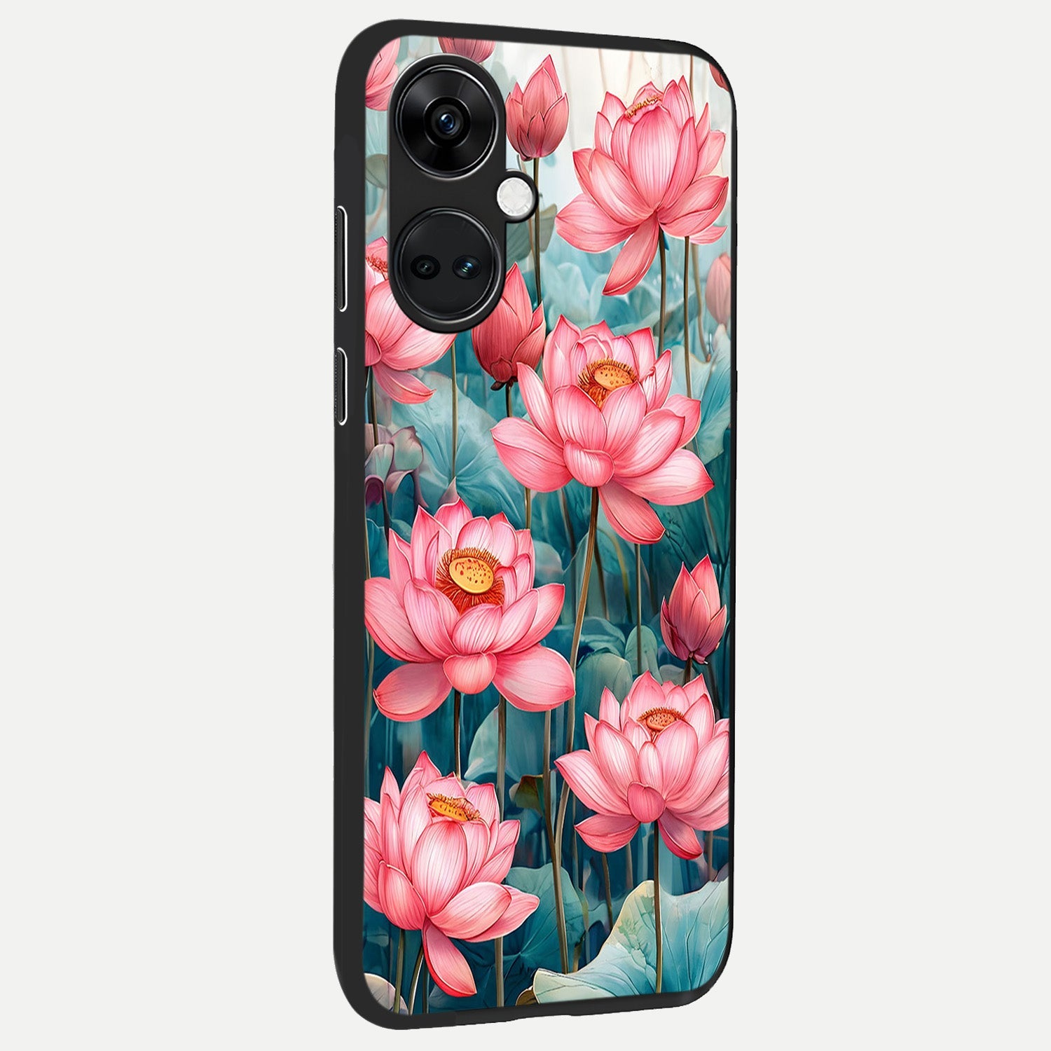  Celestial Pink Lotus back cover For Oneplus Nord CE3 slim fit glass case with vibrant aesthetic design