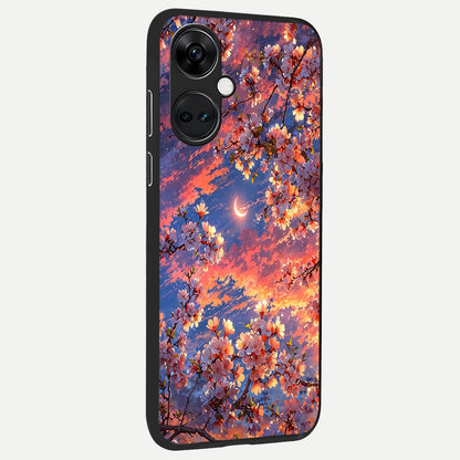  Celestial Sakura Sunset back cover For Oneplus Nord CE3 slim fit glass case with vibrant aesthetic design