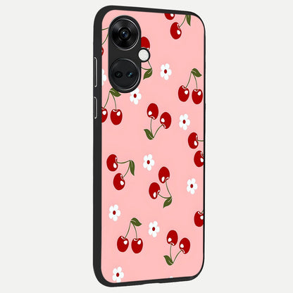  Cherry Love Mood back cover For Oneplus Nord CE3 slim fit glass case with vibrant aesthetic design
