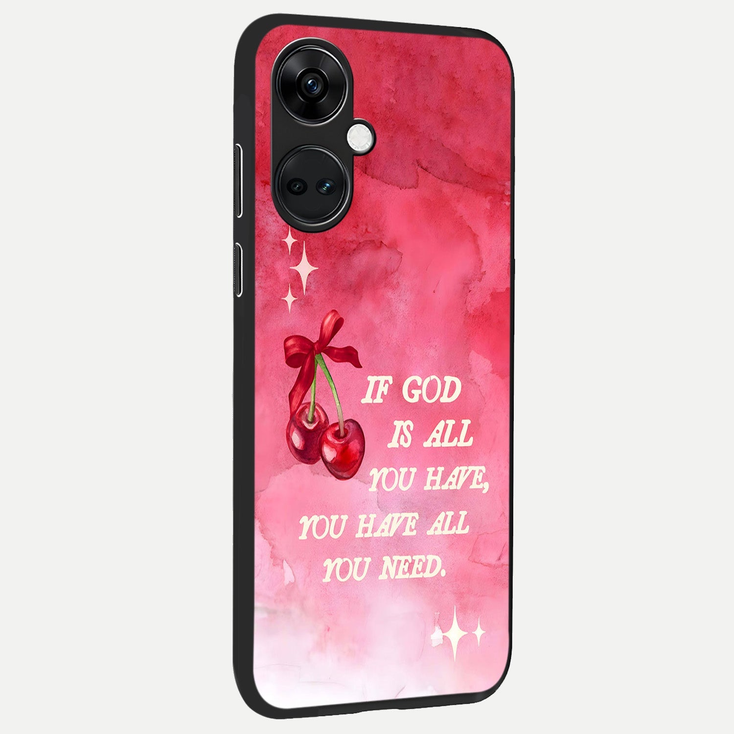  Cherry Quote back cover For Oneplus Nord CE3 slim fit glass case with vibrant aesthetic design