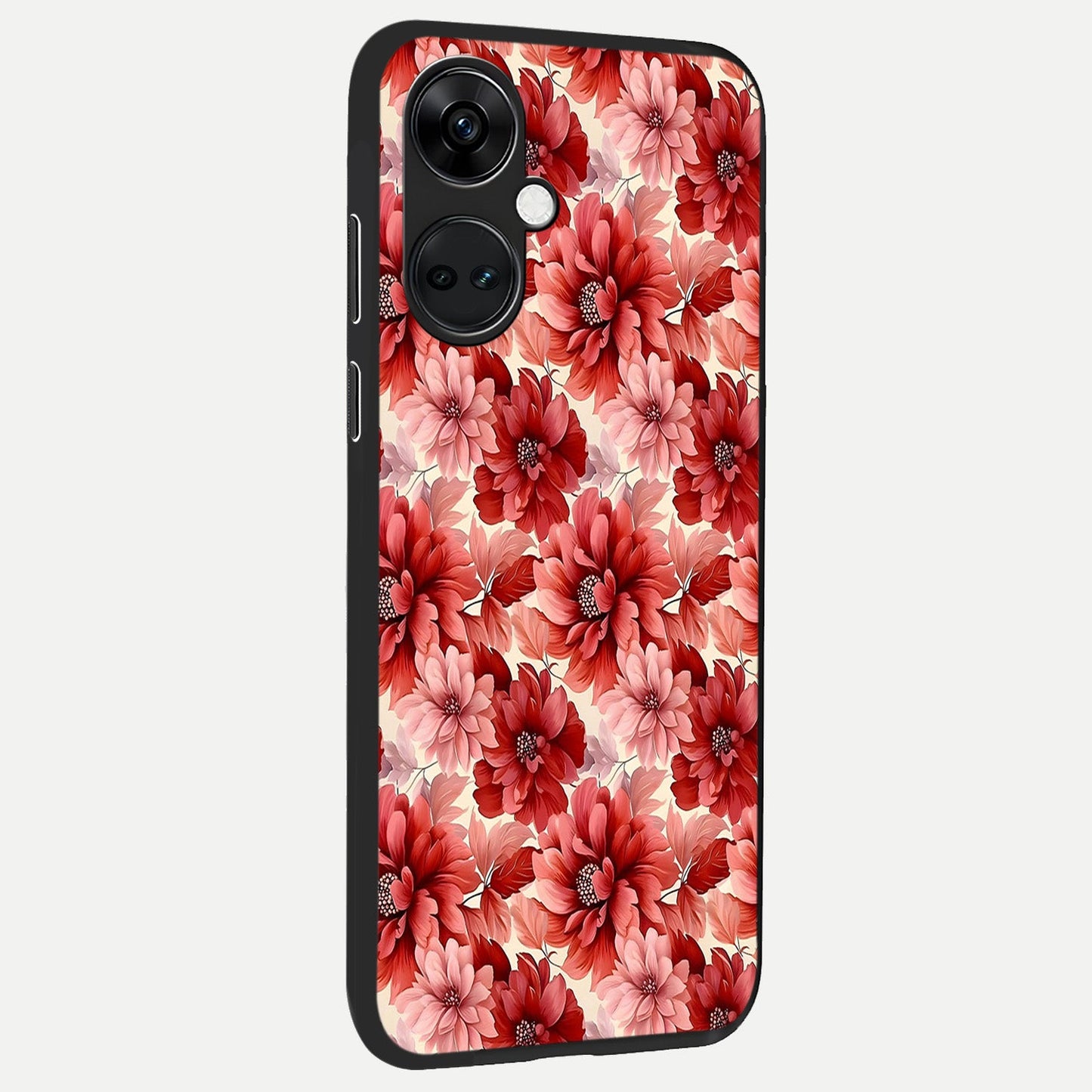  Crimson Love Petals back cover For Oneplus Nord CE3 slim fit glass case with vibrant aesthetic design