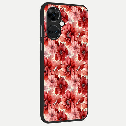  Crimson Love Petals back cover For Oneplus Nord CE3 slim fit glass case with vibrant aesthetic design