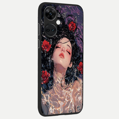  Crimson Rose Serenity back cover For Oneplus Nord CE3 slim fit glass case with vibrant aesthetic design