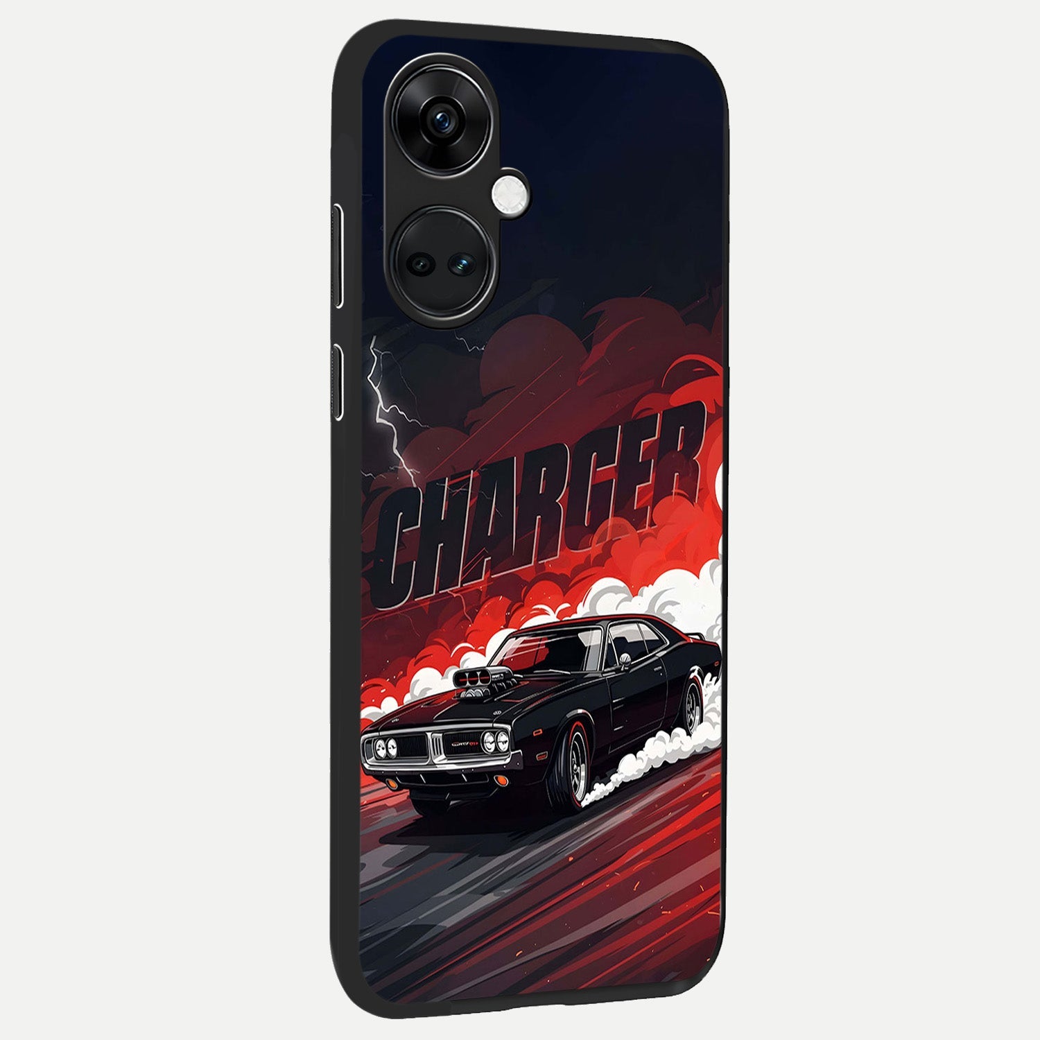  Dark Charger Fury back cover For Oneplus Nord CE3 slim fit glass case with vibrant aesthetic design