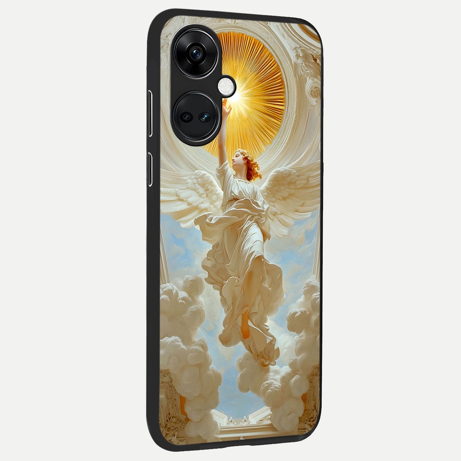  Divine Light Angel back cover For Oneplus Nord CE3 slim fit glass case with vibrant aesthetic design