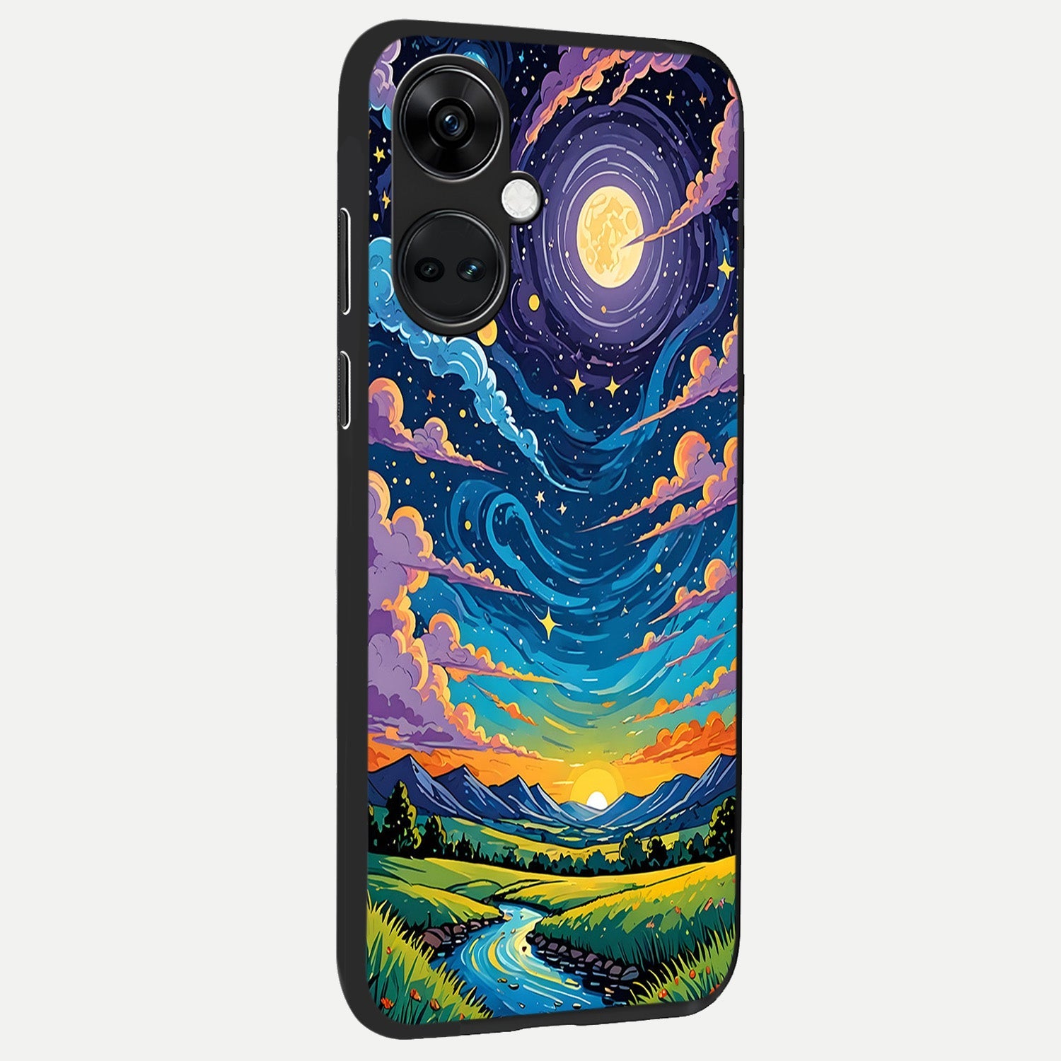  Dreamy Night Landscape back cover For Oneplus Nord CE3 slim fit glass case with vibrant aesthetic design