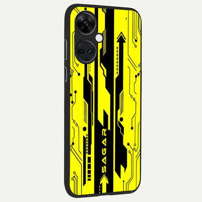  Electric Pulse CYBERPUNK Custom Name back cover For Oneplus Nord CE3 slim fit glass case with vibrant aesthetic design