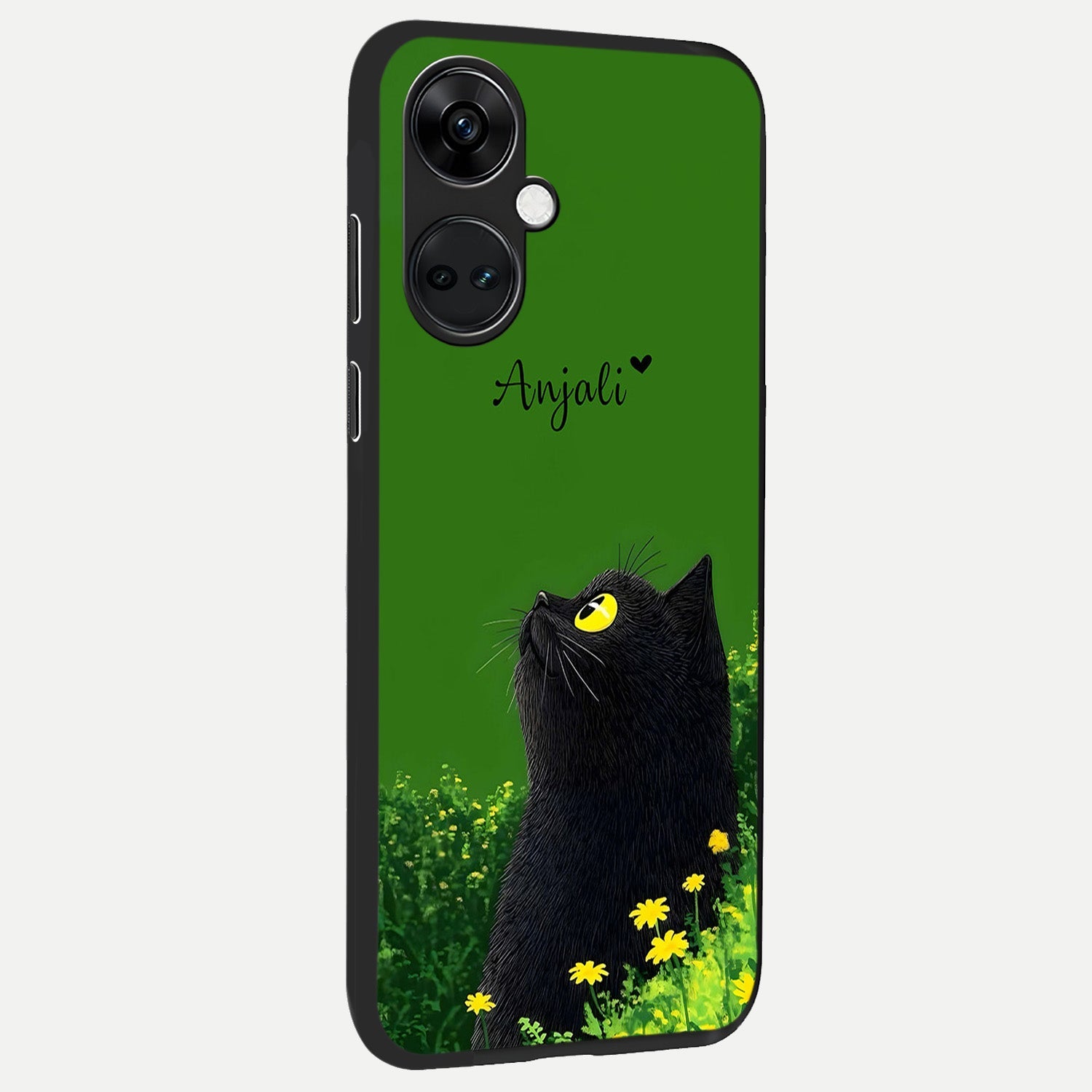 Emerald Cat Custom Name back cover For Oneplus Nord CE3 slim fit glass case with vibrant aesthetic design