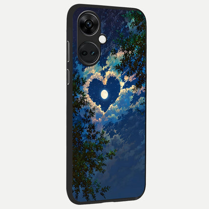  Heart With Moon Sky back cover For Oneplus Nord CE3 slim fit glass case with vibrant aesthetic design