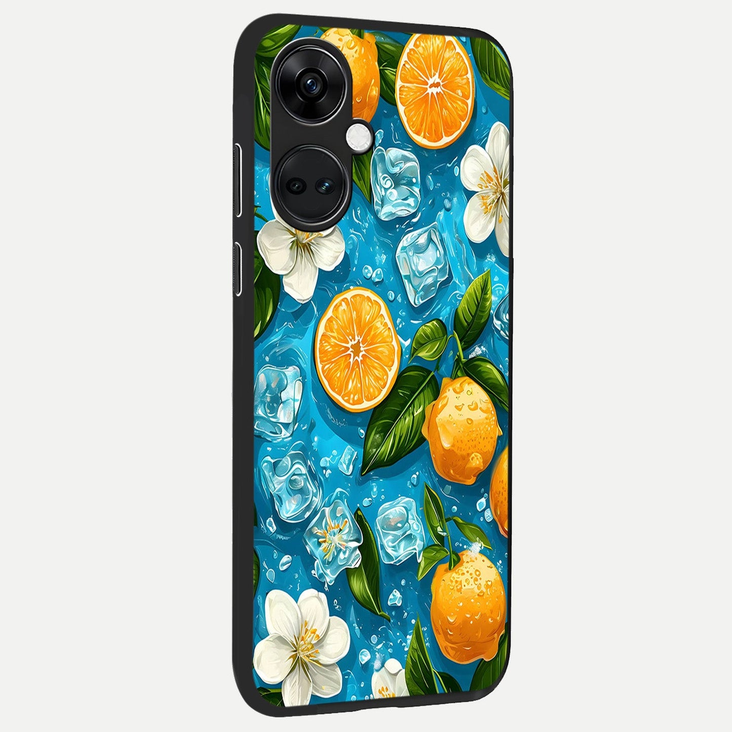  Ice Cube With Orange back cover For Oneplus Nord CE3 slim fit glass case with vibrant aesthetic design