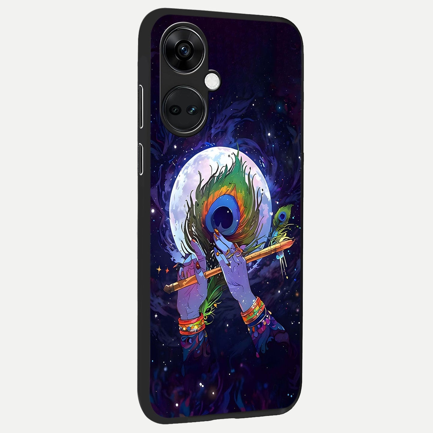  Krishna Hands Art back cover For Oneplus Nord CE3 slim fit glass case with vibrant aesthetic design
