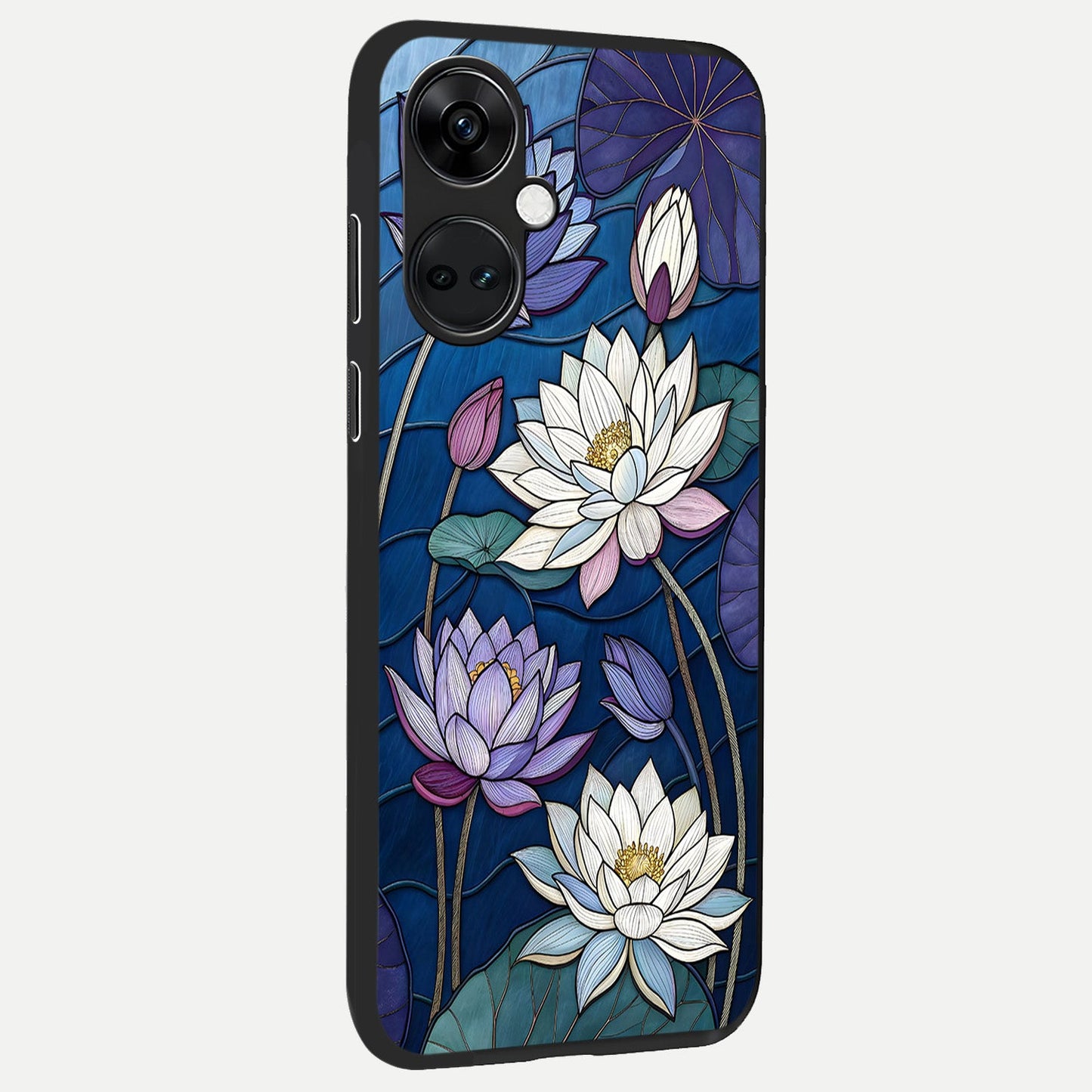  Purple Lotus Stained back cover For Oneplus Nord CE3 slim fit glass case with vibrant aesthetic design