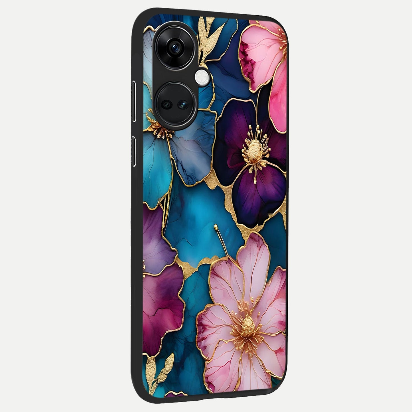  Sparkle Floral back cover For Oneplus Nord CE3 slim fit glass case with vibrant aesthetic design