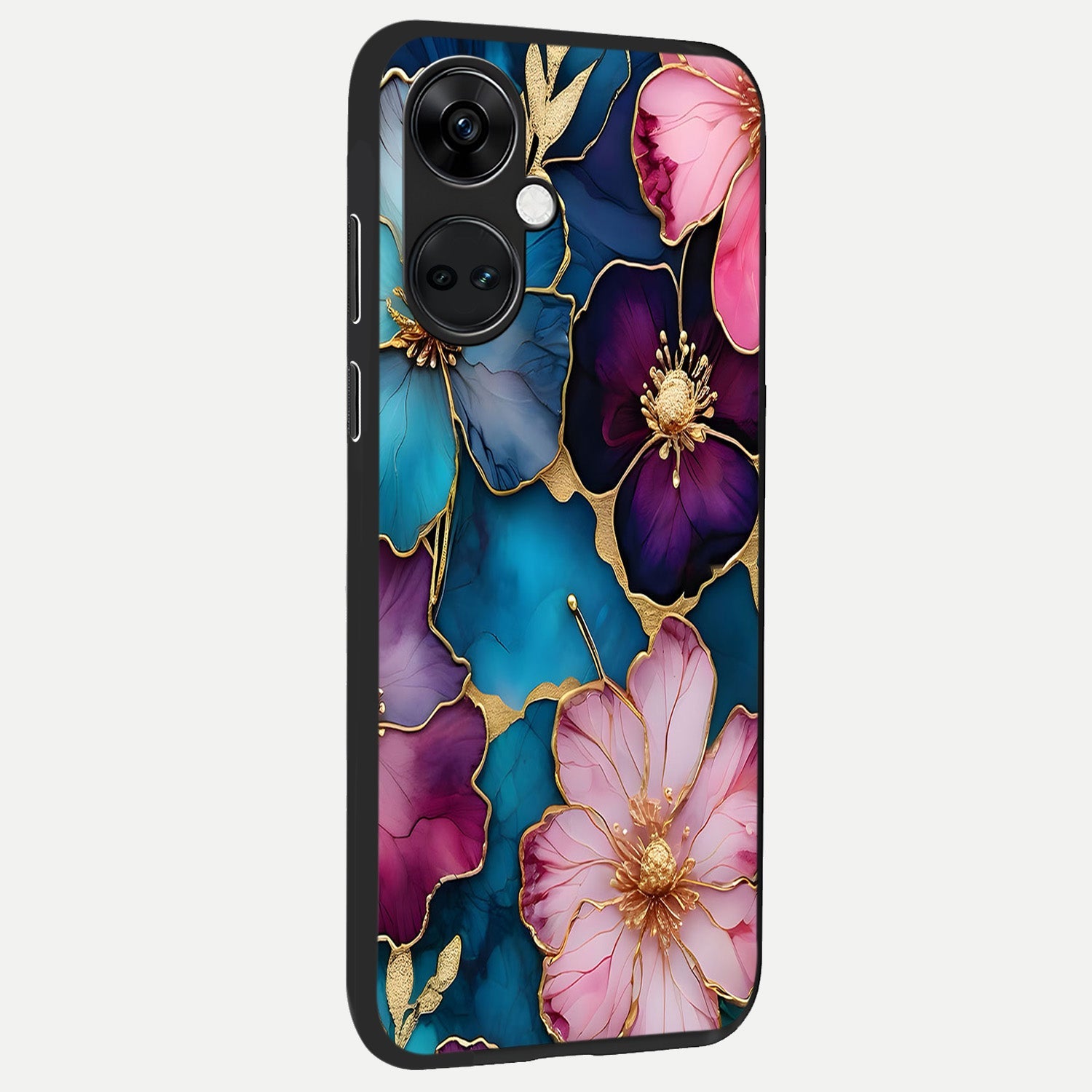  Sparkle Floral back cover For Oneplus Nord CE3 slim fit glass case with vibrant aesthetic design