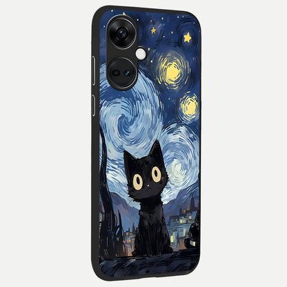  Van Gogh Cat back cover For Oneplus Nord CE3 slim fit glass case with vibrant aesthetic design