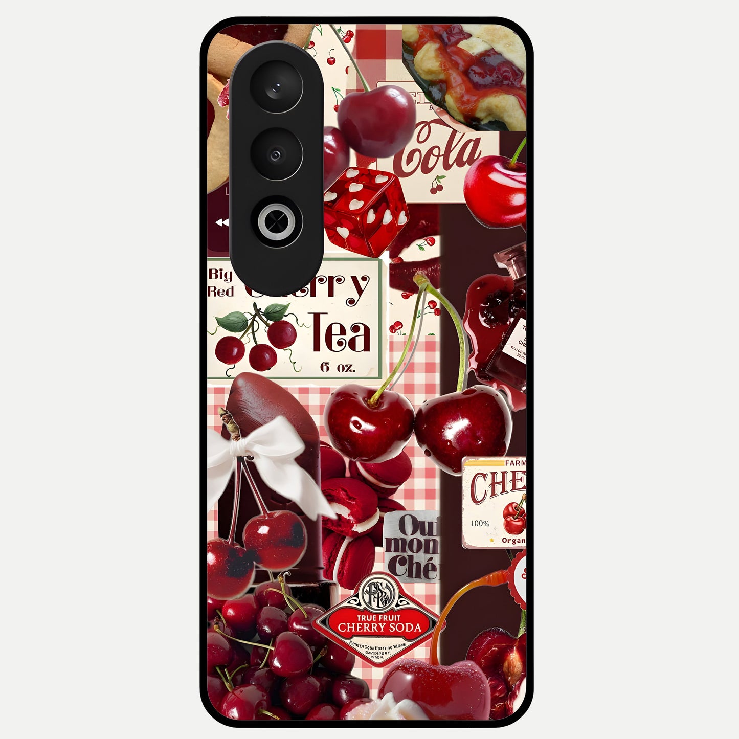  Aesthetic Cherry Tea Glass Case For Oneplus Nord CE4 back cover – full design glossy printed glass finish