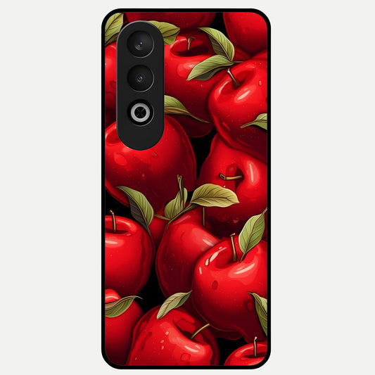  Apple Pattern Glass Case For Oneplus Nord CE4 back cover – full design glossy printed glass finish
