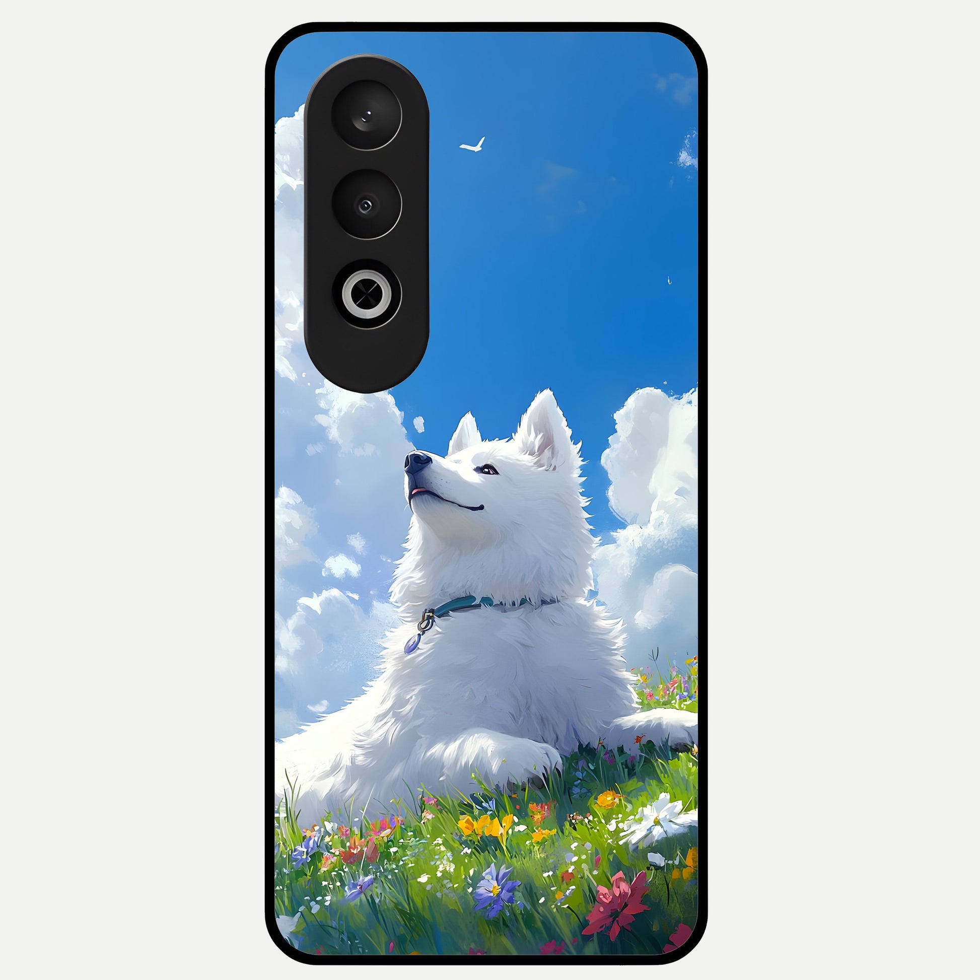  Blissful Cloud Pup Glass Case For Oneplus Nord CE4 back cover – full design glossy printed glass finish