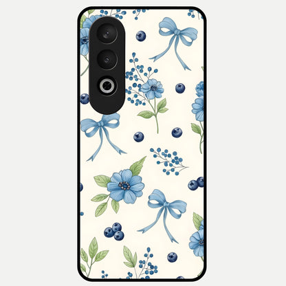 Blue Flower And Bow Glass Case For Oneplus Nord CE4 back cover – full design glossy printed glass finish