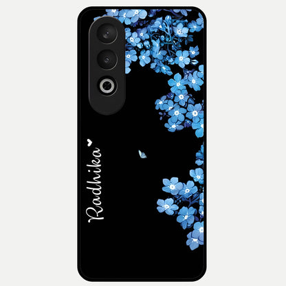  Blue Petal Dream Custom Name Glass Case For Oneplus Nord CE4 back cover – full design glossy printed glass finish