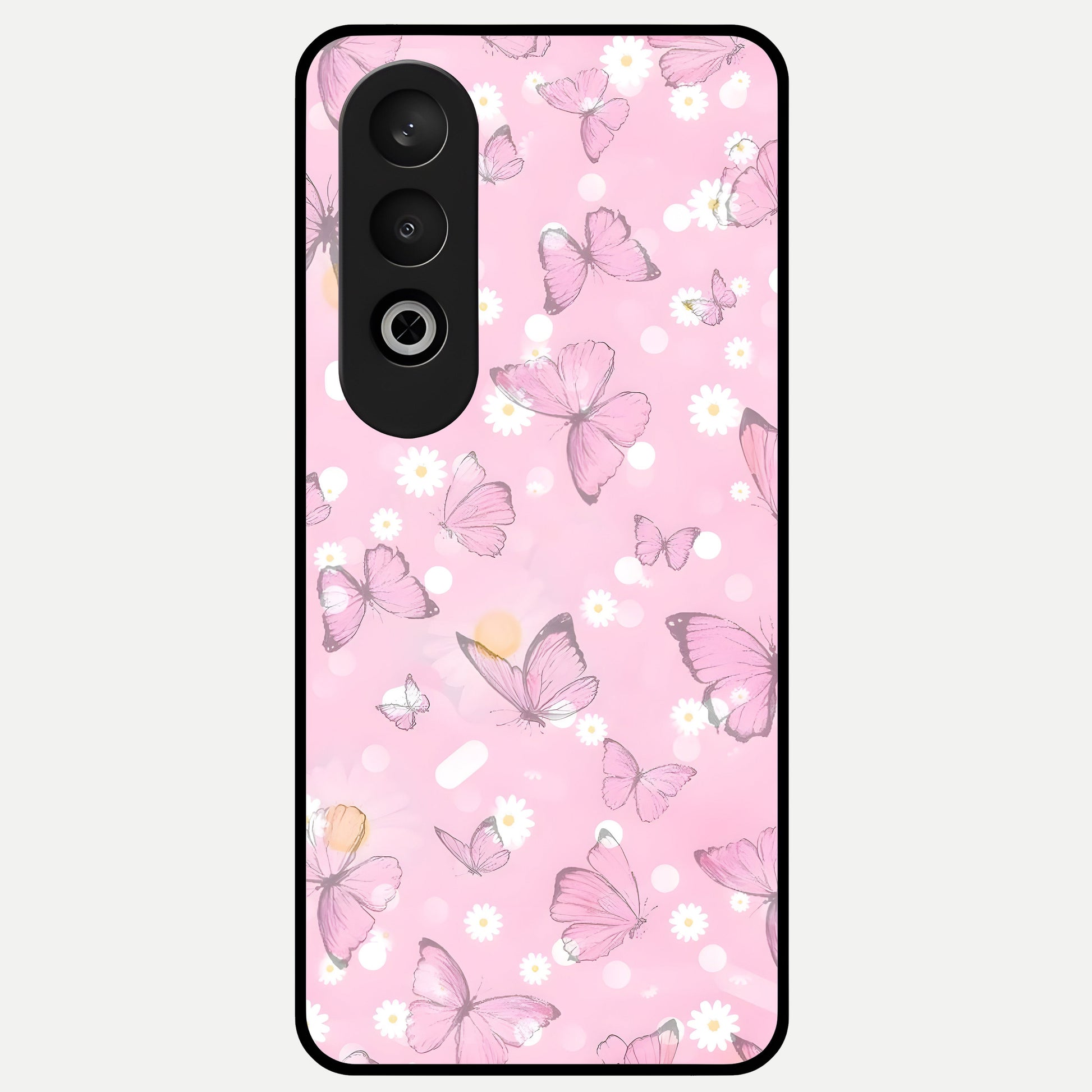  Blush Butterfly Garden Glass Case For Oneplus Nord CE4 back cover – full design glossy printed glass finish