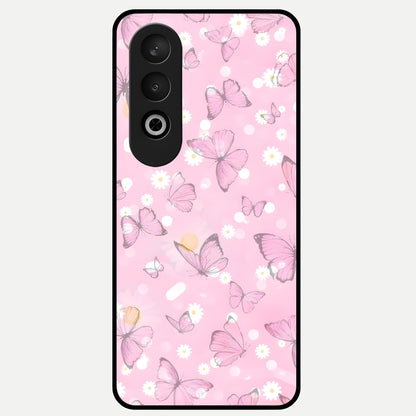  Blush Butterfly Garden Glass Case For Oneplus Nord CE4 back cover – full design glossy printed glass finish