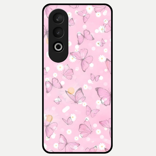  Blush Butterfly Garden Glass Case For Oneplus Nord CE4 back cover – full design glossy printed glass finish
