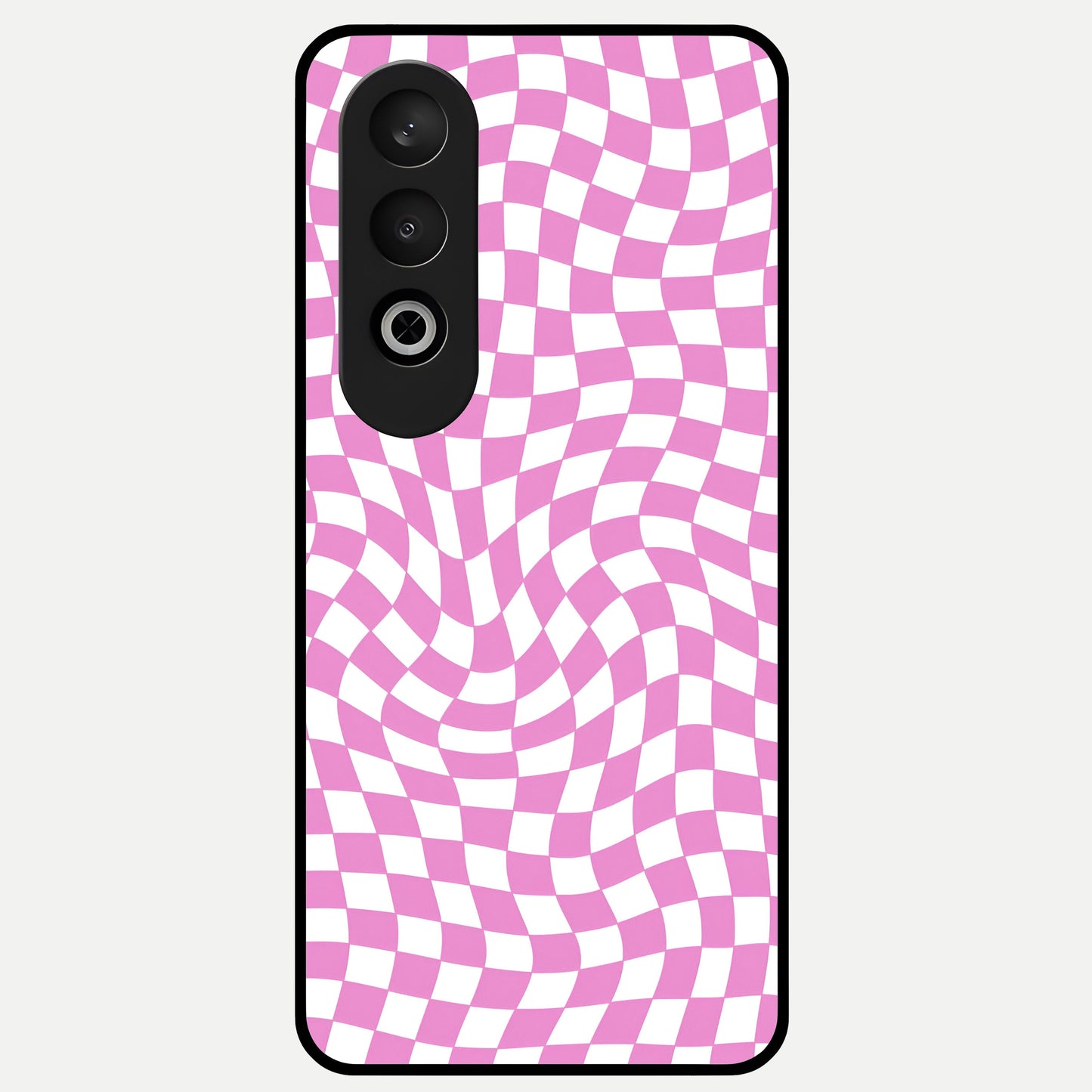  Bubblegum Check Wave Glass Case For Oneplus Nord CE4 back cover – full design glossy printed glass finish