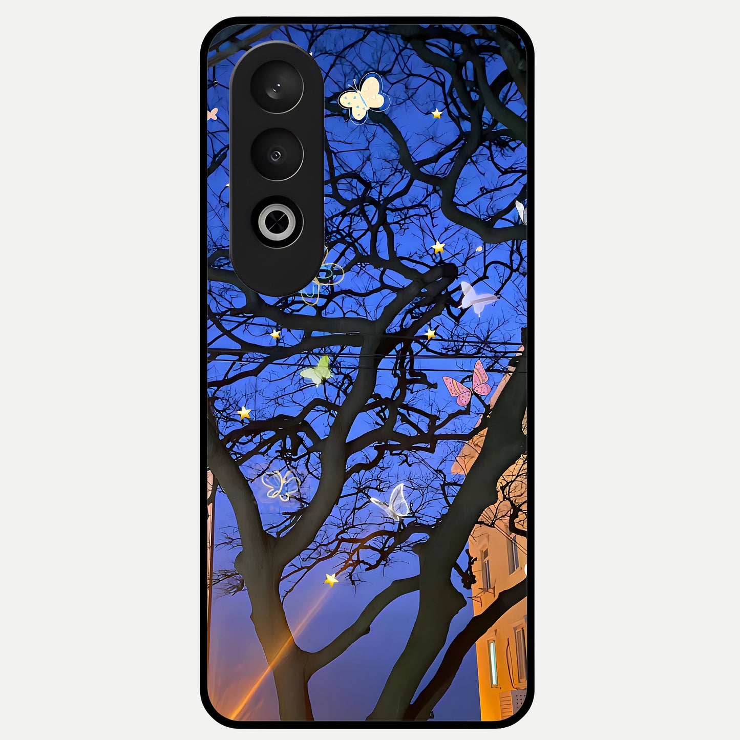  Butterfly Night Magic Glass Case For Oneplus Nord CE4 back cover – full design glossy printed glass finish