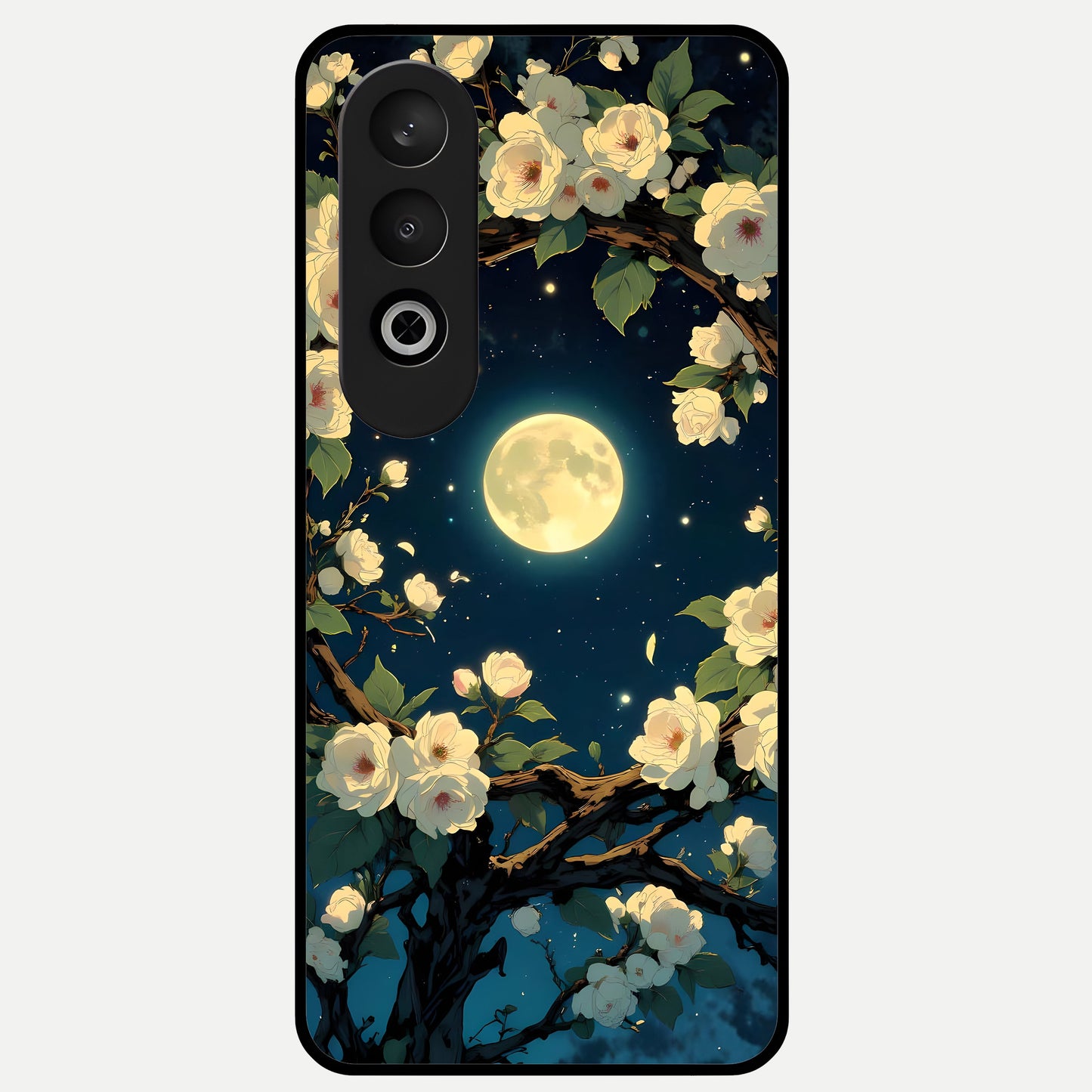  Celestial Moon And Flower Glass Case For Oneplus Nord CE4 back cover – full design glossy printed glass finish