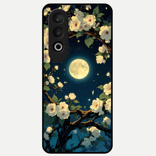  Celestial Moon And Flower Glass Case For Oneplus Nord CE4 back cover – full design glossy printed glass finish