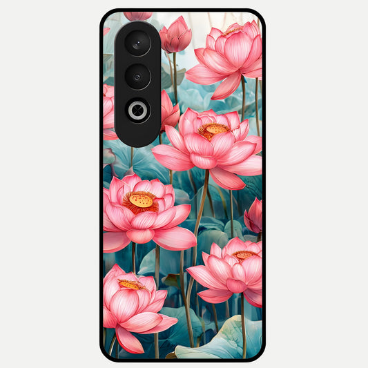  Celestial Pink Lotus Glass Case For Oneplus Nord CE4 back cover – full design glossy printed glass finish