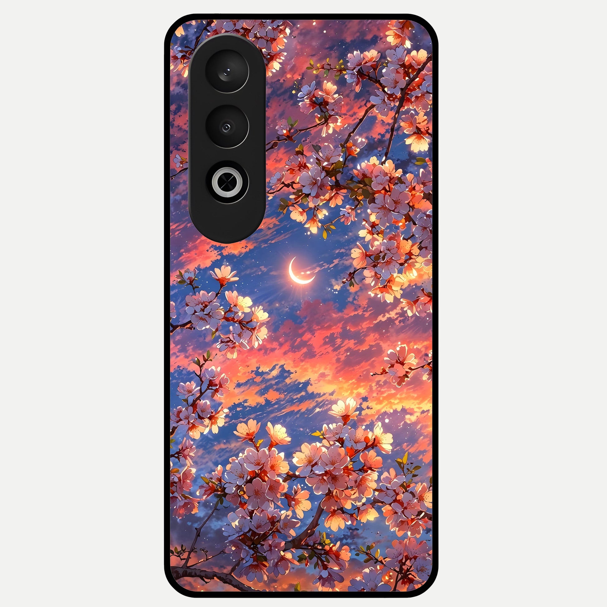  Celestial Sakura Sunset Glass Case For Oneplus Nord CE4 back cover – full design glossy printed glass finish